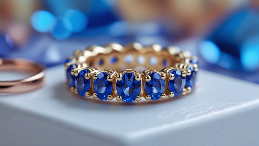blue sapphire eternity ring