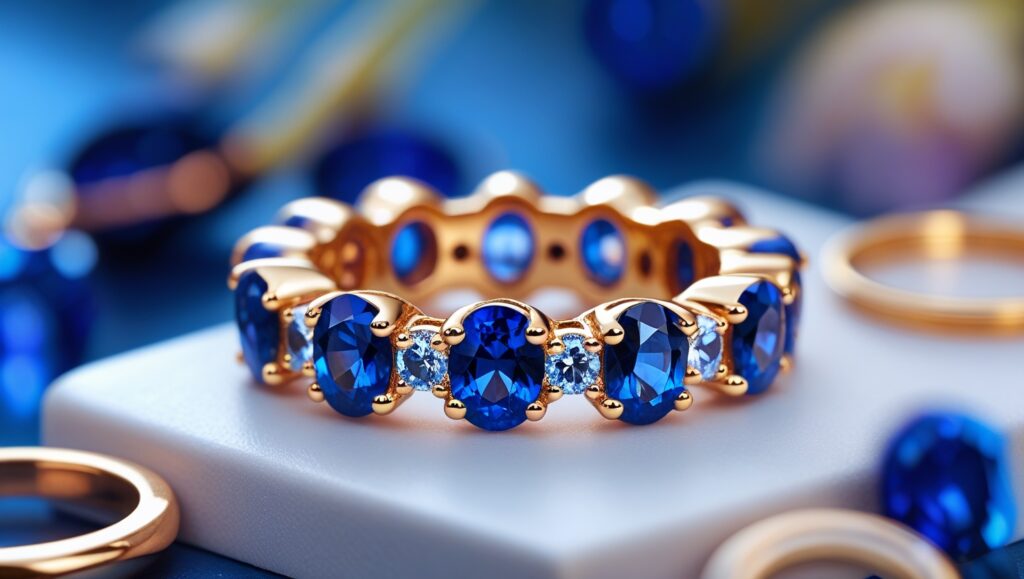 blue sapphire eternity ring