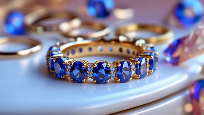 blue sapphire eternity ring