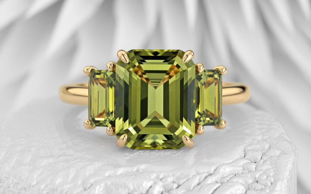 Emerald Cut Peridot Ring
