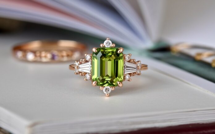 Emerald Cut Peridot Ring