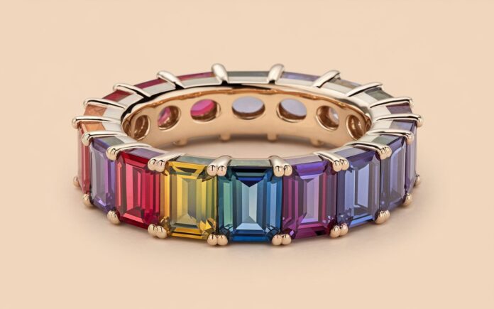 Rainbow Sapphire Eternity Ring