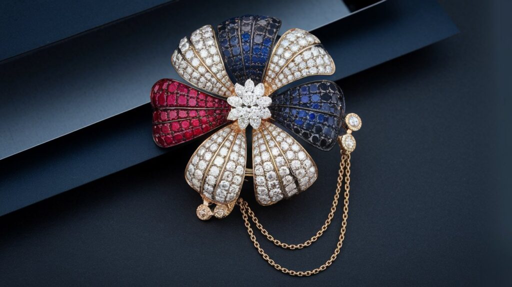 Diamond brooches