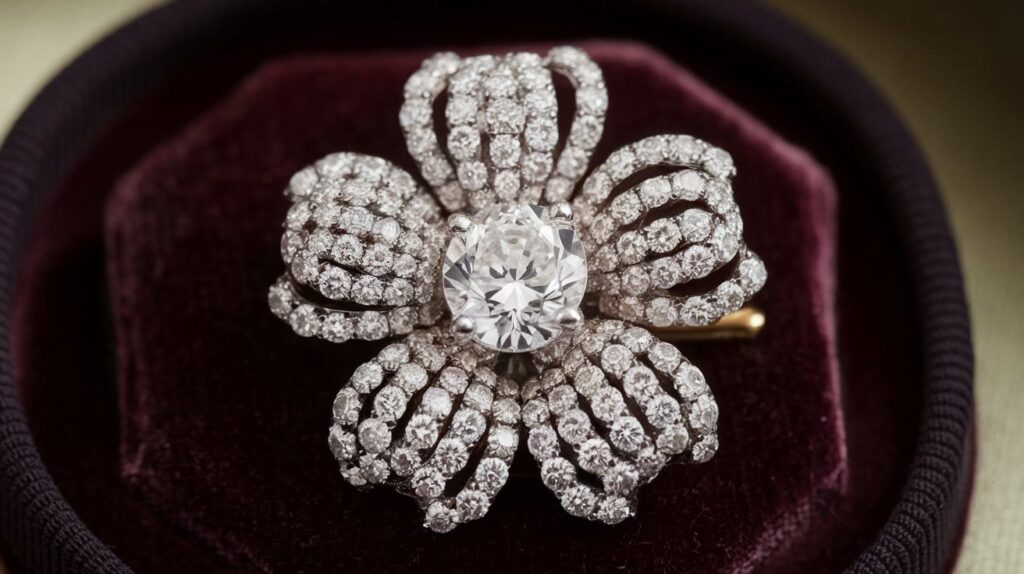 Diamond brooches